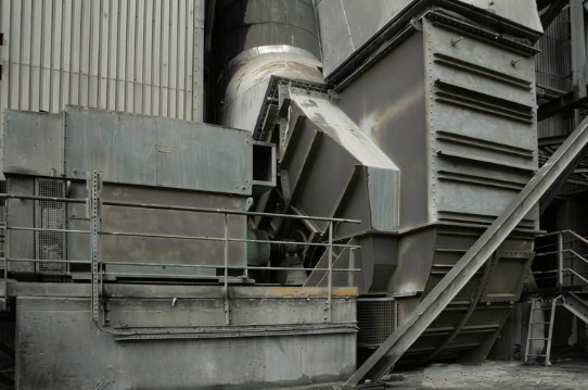 Cement plant fan housing and ducting in the kiln and clinker cooler area