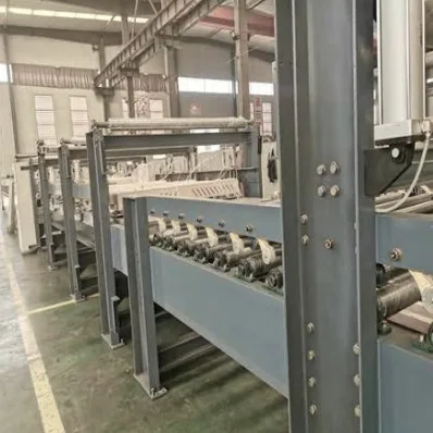 Corrugator line frame with roll stands and drive rollers along the double backer section
