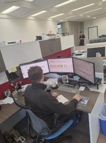 Industrial Matrix Customer Success analyst validating condition monitoring findings across three MatrixHub screens
